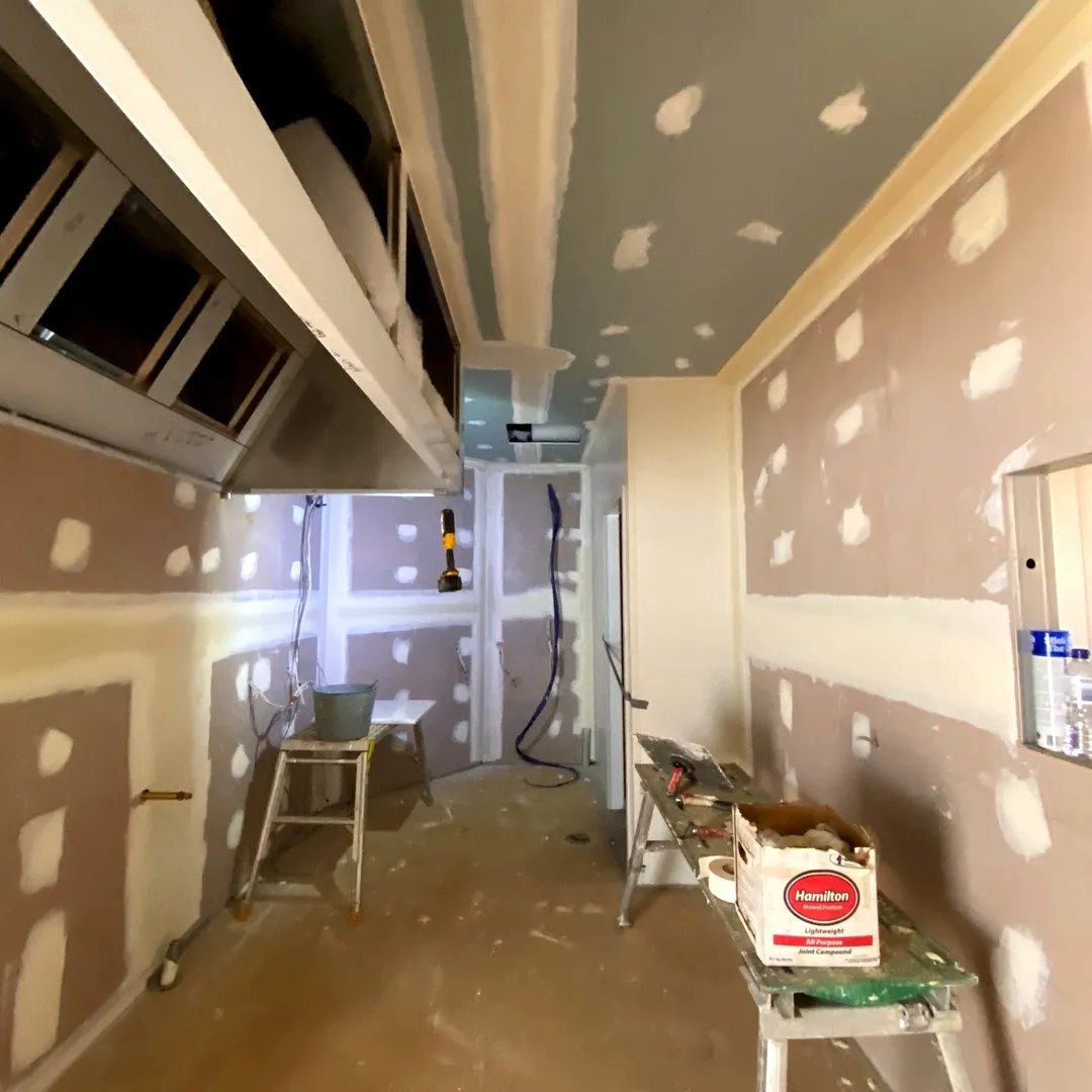 Interior framing and sheeting for tuckshop fitout in Kearneys Spring by KGW Builds